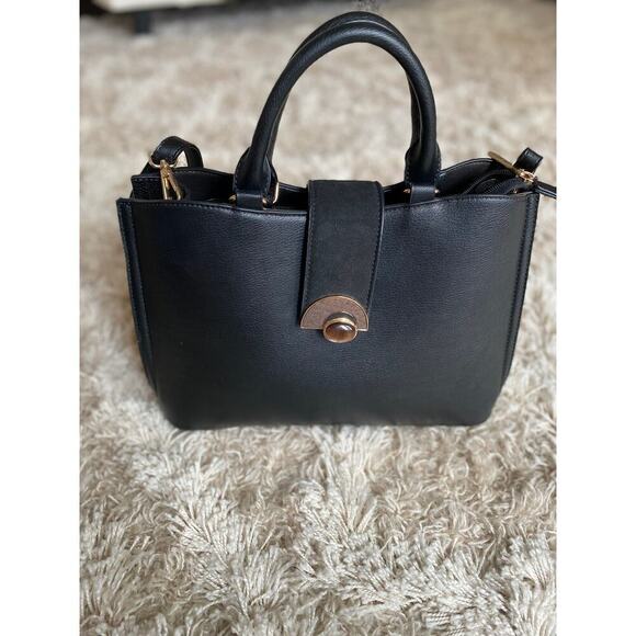Luella Grey London Structured Tote Modern Gold Accent Old Money Quiet Luxury - Picture 2 of 11